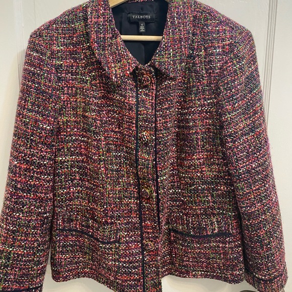 Multicoloured warm blazer with gold buttons - Picture 1 of 4